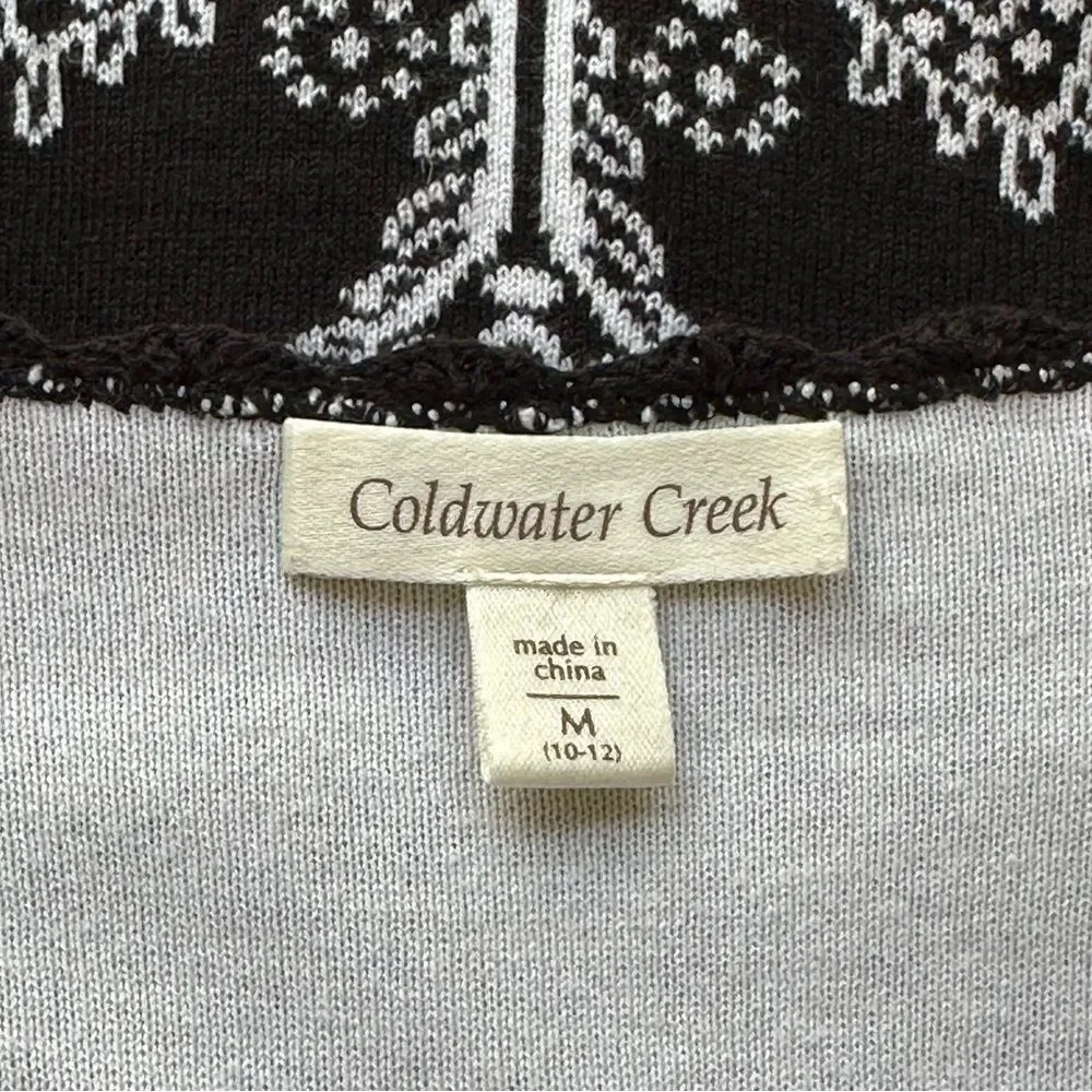 COLDWATER CREEK Black & White One Button Cardigan Cotton Blend Size Medium